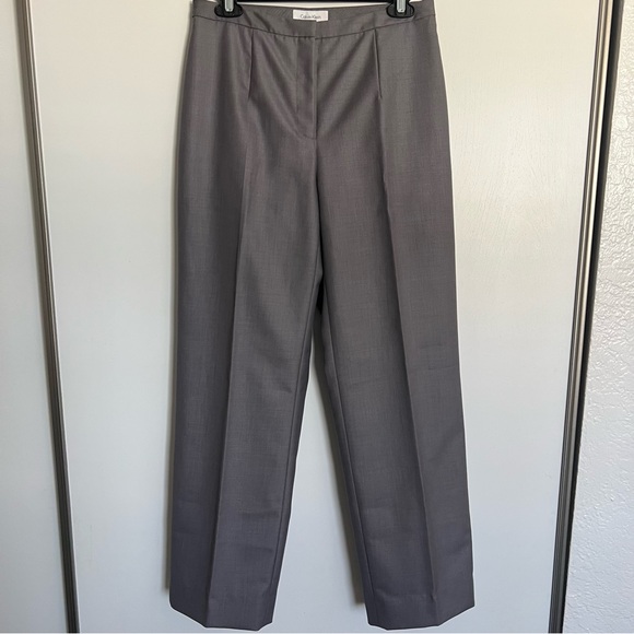Calvin Klein Pants Women’s Size 6 Wide Leg Mid Rise Gray Office Professional - Picture 1 of 11